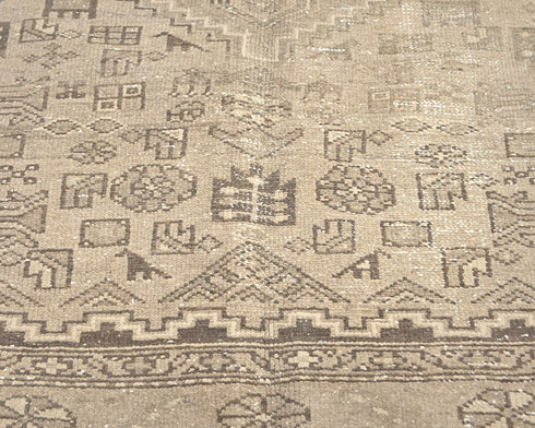 4x6 Vintage Brown Persian Style Hand Knotted Low Pile Wool Area Rug